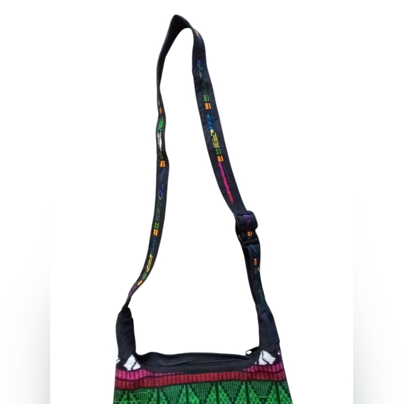 Ixchel the Original Patchwork Collection Black and Purple Shoulder Bag 9" X 6" - Picture 8 of 10